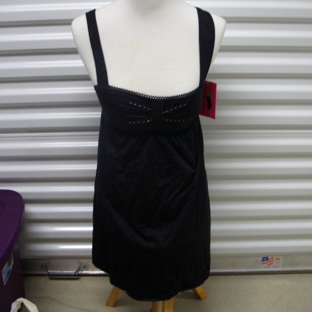 Betsey Johnson Swim Tankini Top Black XS-S S2012 NWT